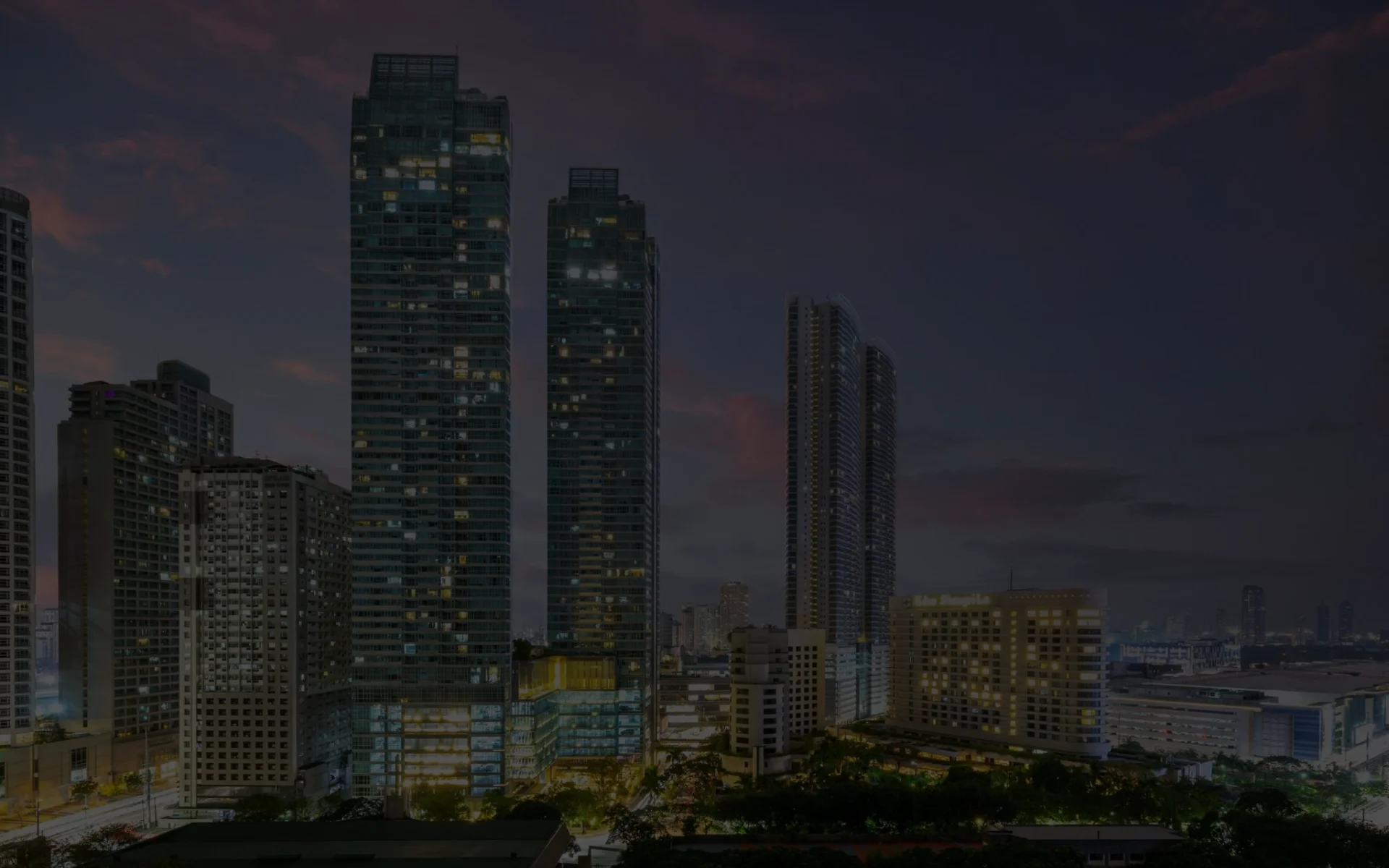Shang Properties residential skyline at dusk